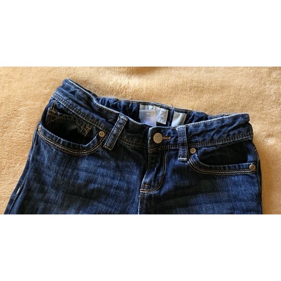Old Navy Cropped Blue Jeans Girls Sz 10 Cotton Capri Pants Med Wash Adjustable - Picture 4 of 15